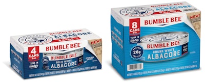 Bumble Bee now produces 5- and 7-oz cans of tuna in paperboard multipacks from 4-count to 12-count.