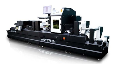The Anytron Any-Jet III is an integrated digital system for digital printing, laminating, cutting, slitting, and matrix removal.