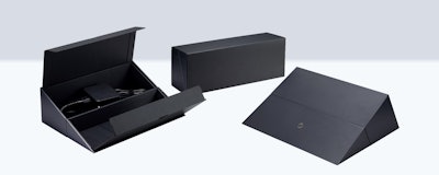 The laptop box incorporates magnetic suction to make the process of folding the box into a laptop stand easy for consumers.