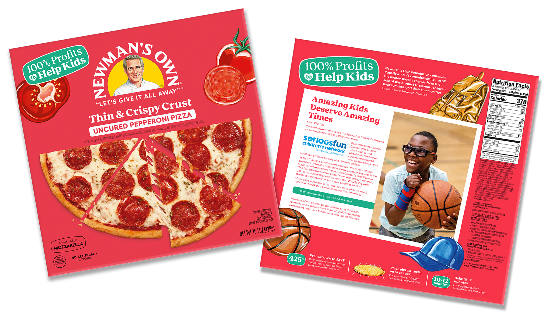 Clayton from North Carolina is shown on the Uncured Pepperoni Pizza box.