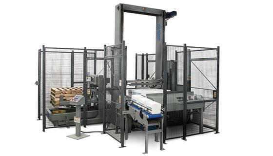 The Model 72 low-level palletizer, which handles cases, trays, display packs and totes, features an Allen-Bradley PLC, IEC motor starters, and variable frequency motor drives.