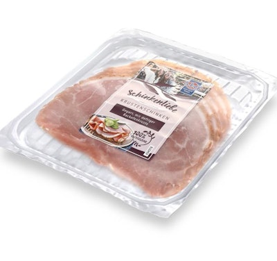 Mono material meat packaging using GEA's new thermoformer.