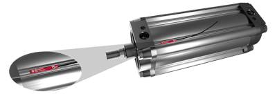 The M/50 solid state switch, pictured here as installed on a Norgren P-series NFPA Pneumatic Cylinder, is one example of an IO-Link enabled device that can be used with an actuator to monitor local temperature and provide operation cycle counts.