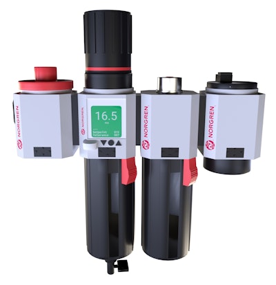 Norgren’s Excelon® Plus air preparation equipment, when paired with an integrated electronic pressure sensor, allows manufacturers to monitor secondary pressures and other application data.