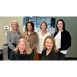 Founding Council of the PowHER of the Pack. Top row, from left: Kate Farley, Director of Sales, Modern,Krista Combs, VP, Human Resources, ProMach, Geri Krech, VP, Finance, ProMach Filling, Susan Marshall, VP/General Manager, Edson. Front row, from left: Lisa Propati, VP/General Manager, WLS, Julie Dropik, VP, Finance, ProMach Primary Packaging. Courtesy of ProMach.