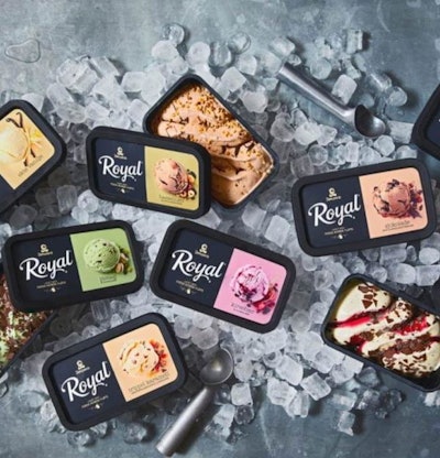 Royal Ice Cream's new non-carbon black packaging is detectable by NIR scanners for waste sorting.