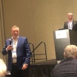 Schneider Electric's Gregory Tink, Director, Industrial Digital Transformation, and Thomas Eck, U.S.Media Relations Manager, answer questions during a press conference at the ARC Industry Forum in Orlando.