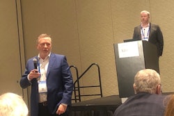 Schneider Electric's Gregory Tink, Director, Industrial Digital Transformation, and Thomas Eck, U.S.Media Relations Manager, answer questions during a press conference at the ARC Industry Forum in Orlando.