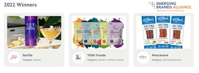 The Emerging Brands Alliance awarded $20,000 each to Sarilla, YiShi Foods, and Pescavore in 2022.