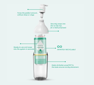 The Clean Can has a number of sustainable packaging features, including being reusable, rather than single-use, with refills in a recyclable aluminum can.