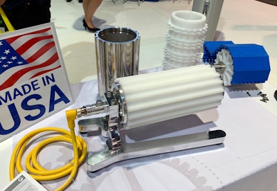 At PACK EXPO Las Vegas 2023, VDG showed off its new line of sanitary drum motors with interchangeable profiled sleeves to handle different styles of modular belts.