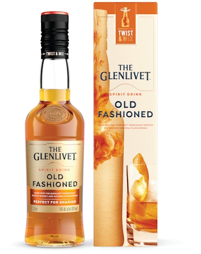 The Glenlivet uses 375-mL glass bottles containing eight servings instead of traditional 750-mL bottles that would contain 16 servings. For practical purposes, straight whisky doesn’t spoil or expire. But mixed whisky should be refrigerated and consumed within two weeks, so the smaller form factor makes more sense.