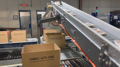 two conveyor infeeds leading to the batch gate counter