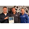 Viking Masek Robotics & Automation Founder and CTO Paul Szeflinski with Kim Noller and Scott Filter of SICK.