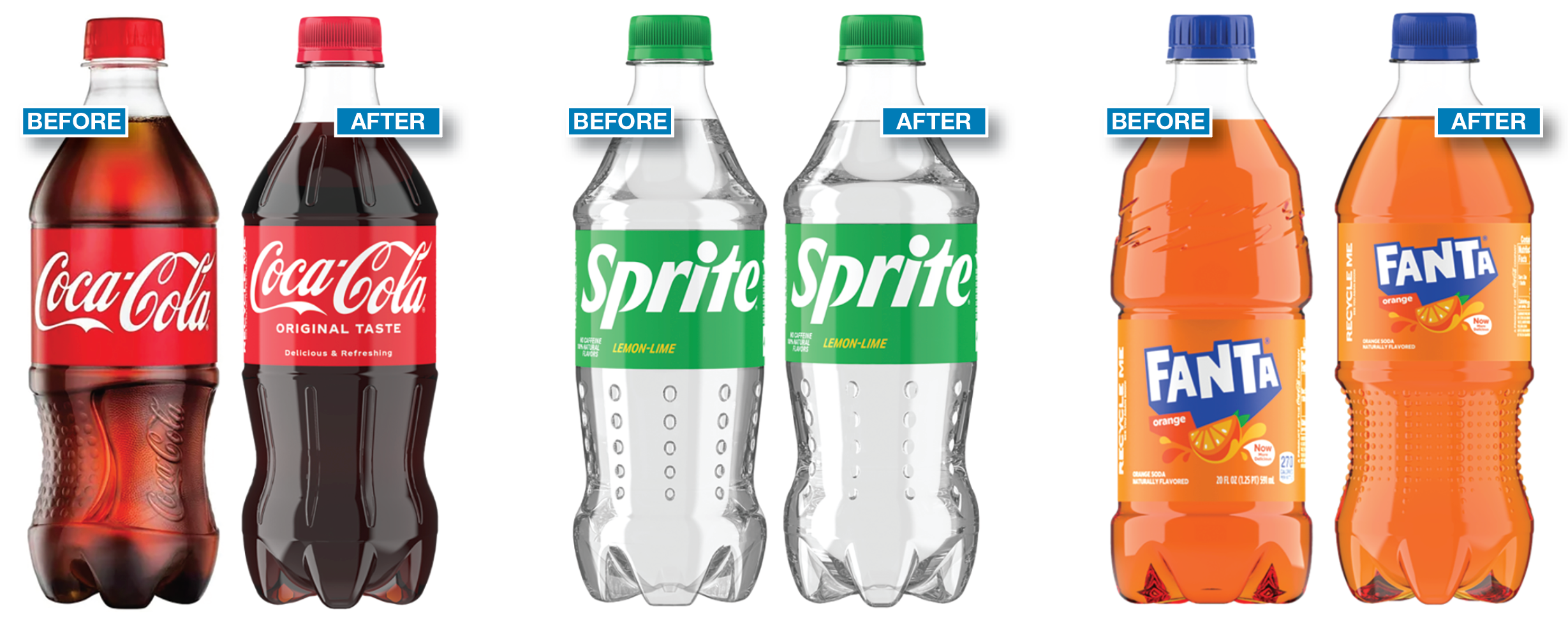 All small PET bottles in 12 oz, 16.9 oz and 20 oz will be lightweighted from 21 g to 18.5 g for all The Coca-Cola Company&rsquo;s sparkling brands, Minute Maid Refreshments, and Minute Maid Aguas Frescas in the U.S. and Canada.