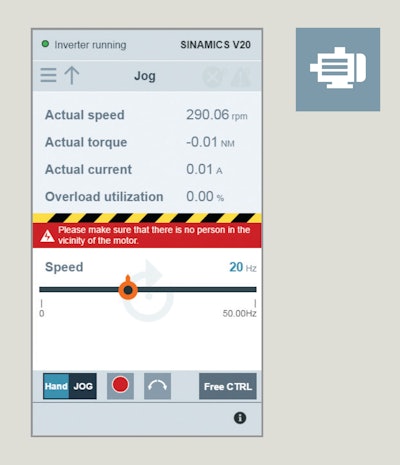 Sinamics V20 Smart Access Jog