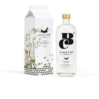 Black Cow Vodka's new milk carton gift packaging tells the brand's unique story while using sustainable materials.