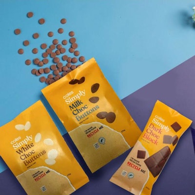 Coles' new paper packaging for baking chocolates is verified for curbside recyclability by Opal.