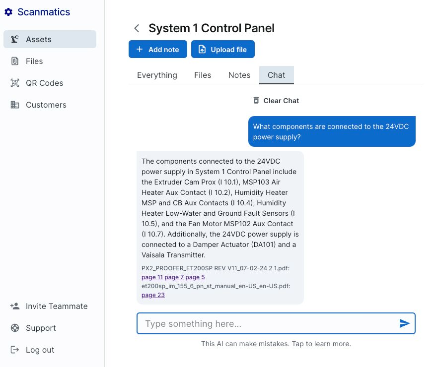 Based on the OEM&rsquo;s documentation, the AI can provide plain-language answers to questions. This tool from Scanmatics even cites and links to actual page numbers in the source documentation.