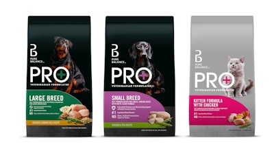 Walmart’s Pure Balance pet food bag uses high-quality photography to convey freshness and natural ingredients. Photo courtesy of Equator Design
