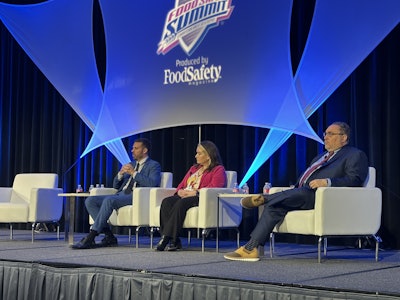 Kyle Diamantas (left) shared about a new FDA post-market chemical review plan, focusing on chemicals currently in the food supply.