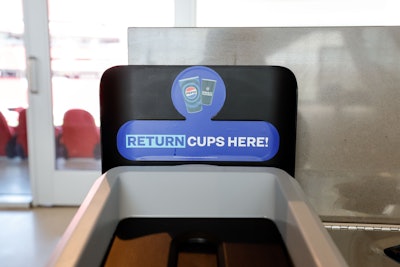 Fans can drop off their reusable cups at return bins located directly next to the regular trash and recycling.