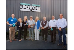 Joyce/Dayton Corp. executives and local dignitaries cut the ribbon at the newly expanded Portland, Indiana production facility. (L to R: Kyle Roe, Plant Manager; Julie Teeters, VP of HR; Dianne Trentman, COO; Brad Weiss, President and CEO; Jessica Rowden, CFO; Jeff Westlake, Mayor of Portland; Michael Boehm, VP of Revenue; and J.D. Prescott, Indiana State Representative)