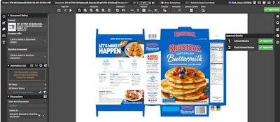 Krusteaz teams manage artwork approvals through WebCenter’s centralized platform, which tracks every task and ensures each packaging design meets brand and regulatory standards.