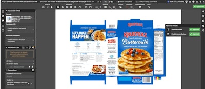 Krusteaz teams manage artwork approvals through WebCenter’s centralized platform, which tracks every task and ensures each packaging design meets brand and regulatory standards.