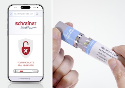 Schreiner MediPharm&rsquo;s labels include digital first-opening indication. The labels wrap around part of the cap of an autoinjector or pen to prompt an irreversible digital sealing function. During the smartphone scanning process, an automatic check is performed to verify that the product is still intact.