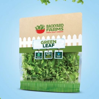 The lettuce paper bag is designed to replace conventional polyethylene terephthalate (PET) trays and uses 65% less plastic while still maintaining product freshness and shelf appeal.