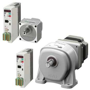Industrial servo motors and control units in silver and white