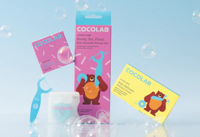 Part of Cocolab’s expanding SmileCare System, the kids flosser line extends the brand’s playful, beauty-inspired graphic design into a new category, using bold color, character-driven illustrations, and approachable typography to make oral care engaging for younger users.