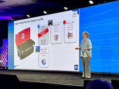 Shawn Marie Jarosz of TradeMoves LLC delivered a timely deep-dive into the rapidly evolving tariff landscape at PMMI's Executive Leadership Conference — on Tax Day, no less