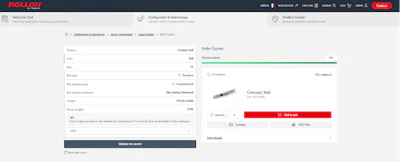 The range of roller guides is now available on the Configurator tool within myRollon.
