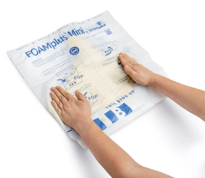 The simple handling of FOAMplus Mini—press, mix, and pack—allows any user to create reliable protective cushions instantly.