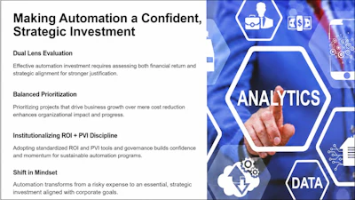 Bush’s proposed dual-lens approach evaluates automation projects through both financial return and their contribution to plant modernization, business growth, and other corporate priorities.
