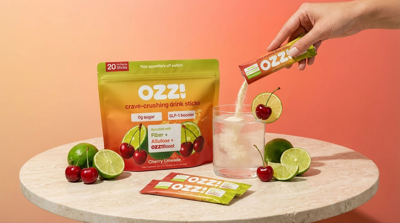 Ozzi’s Crave Crusher drink mix uses a moisture-adsorbing stick-pack film that captures residual moisture from the package headspace, helping prevent odor-causing degradation while preserving product efficacy.