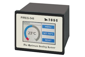 The PIREG-548 temperature control device with digital display showing 23°C current temperature and 150°C setpoint.