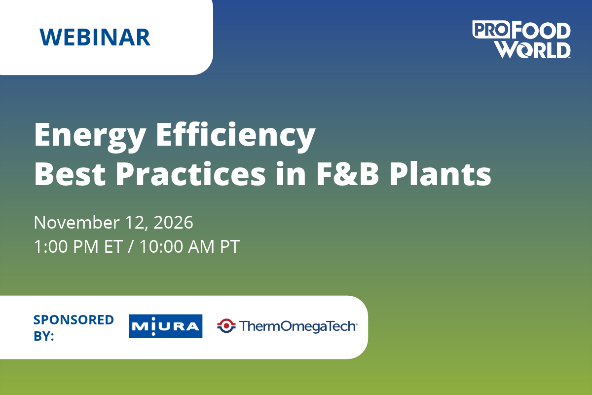 Energy Efficiency Best Practices in F&B Plants webinar November 12, 2026, sponsored by Miura and ThermOmegaTech