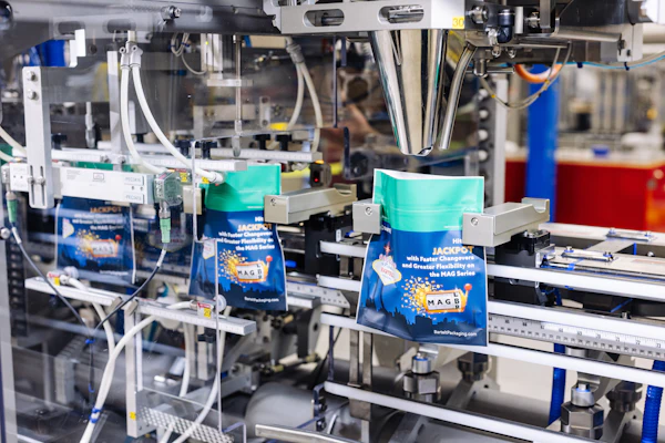 XTS intelligent transport technology also enables scalable MAG-B operation from simplex to triplex indexing. Other features include on-the-fly clamping, controlled shaking for product settling, and optimized nitrogen filling.