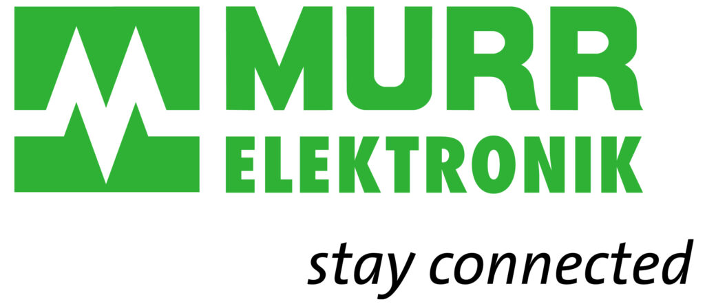 Murr Elektronik logo with green heartbeat symbol and stay connected tagline