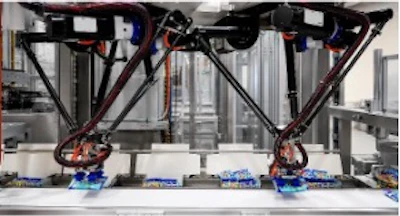 Large-format 3D printer with dual printing heads and metal frame structure in industrial workshop setting